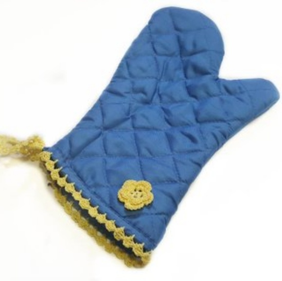 Blue Spring Flower Oven Pot Holder Mitt Glove-OS - Picture 5 of 5